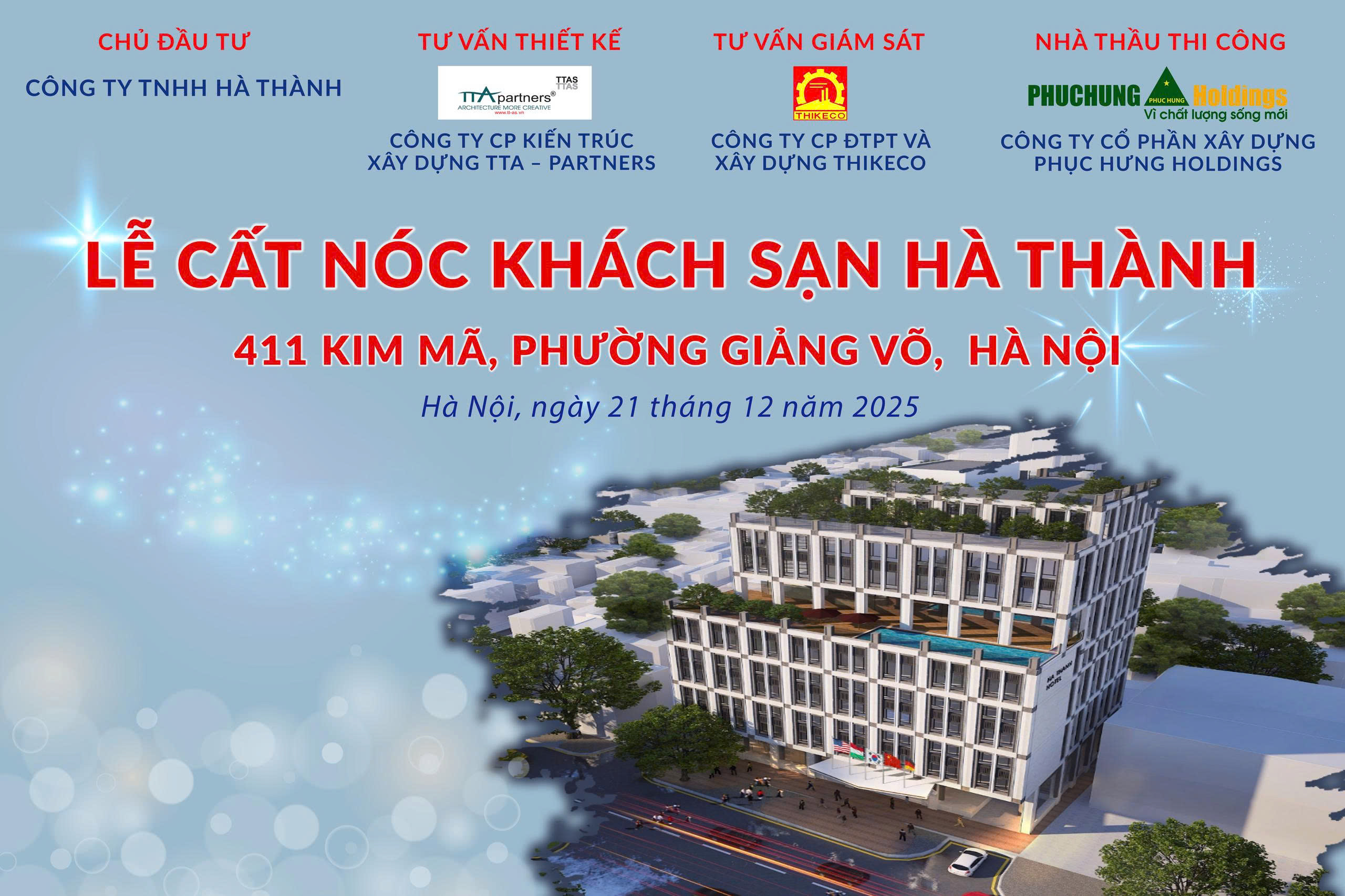 PHỤC HƯNG HOLDINGS CẤT NÓC DỰ ÁN KHÁCH SẠN HÀ THÀNH