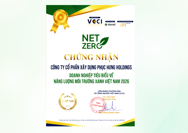 Chứng nhận Doanh nghiệp tiêu biểu về năng lượng môi trường xanh Việt Nam 2026