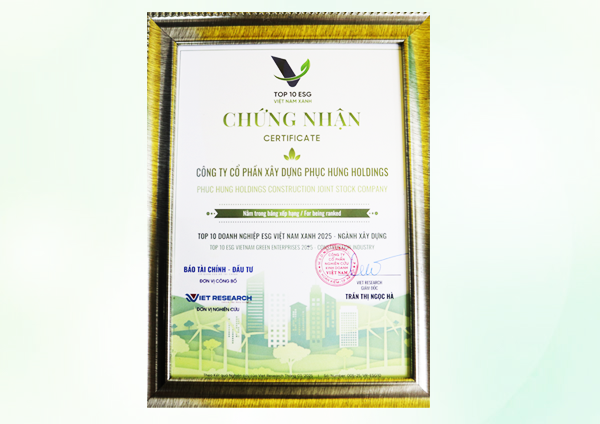Top 10 Doanh nghiệp ESG Việt Nam Xanh 2025 - Ngành Xây dựng
