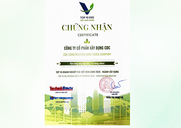 Top 10 Doanh nghiệp ESG Việt Nam Xanh 2026 - Ngành Xây dựng
