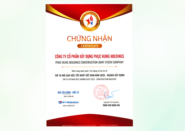 “Top 10 nơi làm việc tốt nhất ngành Bất động sản - Xây dựng năm 2022-2023-2024-2025” do Viet Research phối hợp với Báo Đầu tư công bố