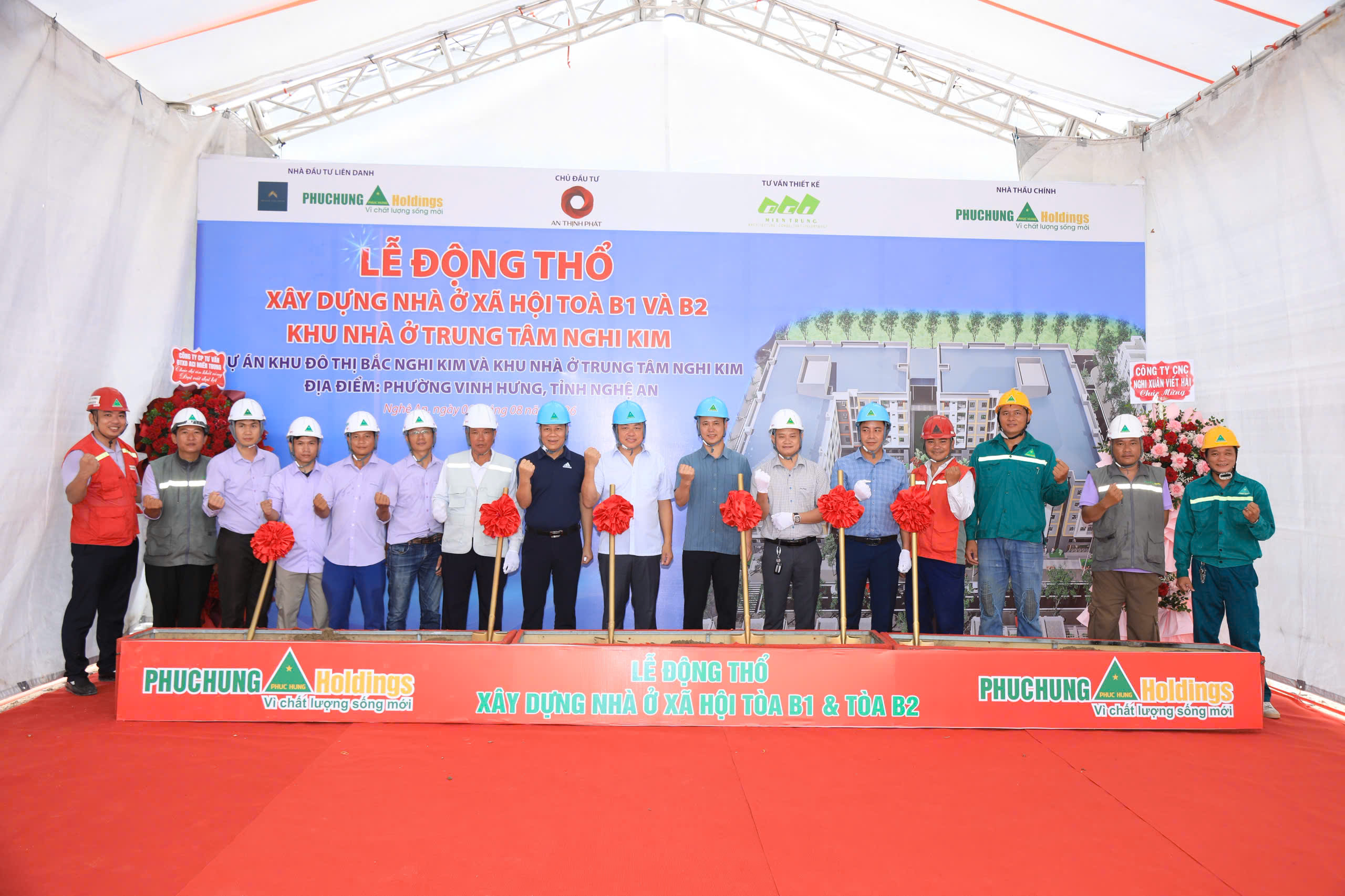PHỤC HƯNG HOLDINGS TỔ CHỨC LỄ ĐỘNG THỔ XÂY DỰNG NHÀ Ở XÃ HỘI TẠI KHU NHÀ Ở TRUNG TÂM NGHI KIM, NGHỆ AN