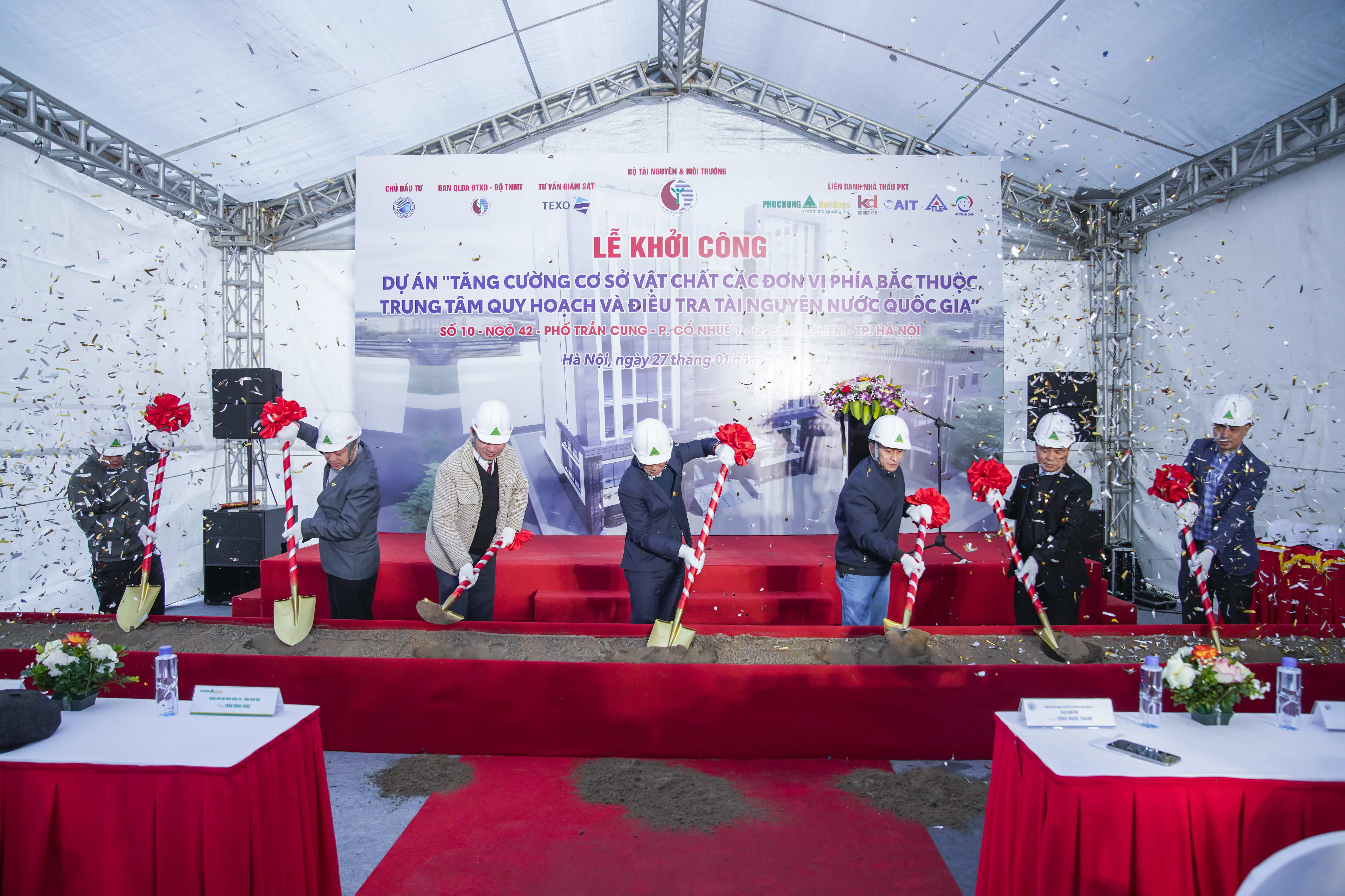 CHỦ ĐẦU TƯ & LIÊN DANH NHÀ THẦU PKT TỔ CHỨC LỄ KHỞI CÔNG DỰ ÁN “TĂNG CƯỜNG CƠ SỞ VẬT CHẤT CÁC ĐƠN VỊ PHÍA BẮC THUỘC TRUNG TÂM QUY HOẠCH & ĐIỀU TRA TÀI NGUYÊN NƯỚC QUỐC GIA”
